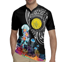 Palau Jellyfish Rugby Jersey Coral Reef with Polynesian Pattern LT03 - Polynesian Pride
