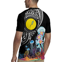 Palau Jellyfish Rugby Jersey Coral Reef with Polynesian Pattern LT03 - Polynesian Pride