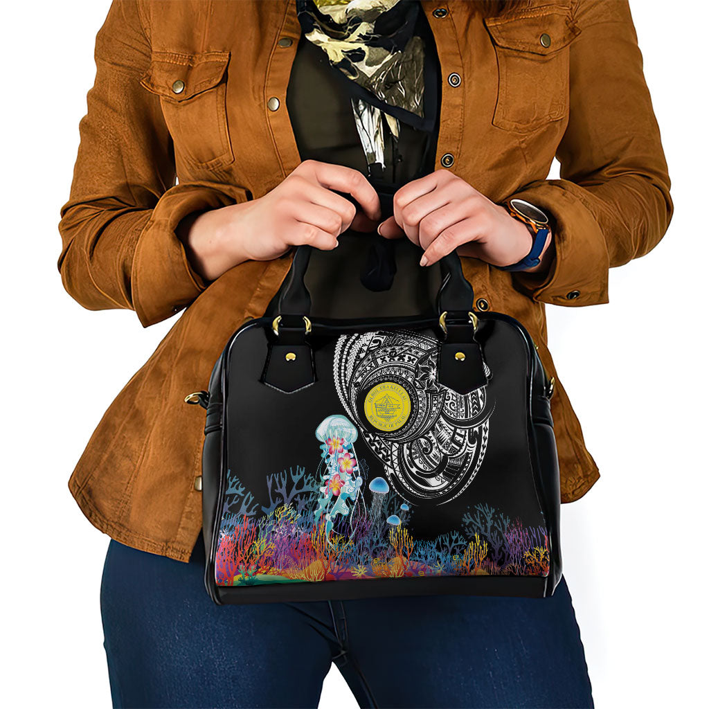 Palau Jellyfish Shoulder Handbag Coral Reef with Polynesian Pattern LT03 - Polynesian Pride