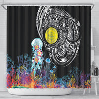 Palau Jellyfish Shower Curtain Coral Reef with Polynesian Pattern LT03 - Polynesian Pride