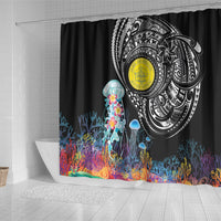 Palau Jellyfish Shower Curtain Coral Reef with Polynesian Pattern LT03 - Polynesian Pride
