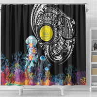 Palau Jellyfish Shower Curtain Coral Reef with Polynesian Pattern LT03 - Polynesian Pride