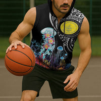 Palau Jellyfish Sleeveless Zip Hoodie Coral Reef with Polynesian Pattern LT03 - Polynesian Pride