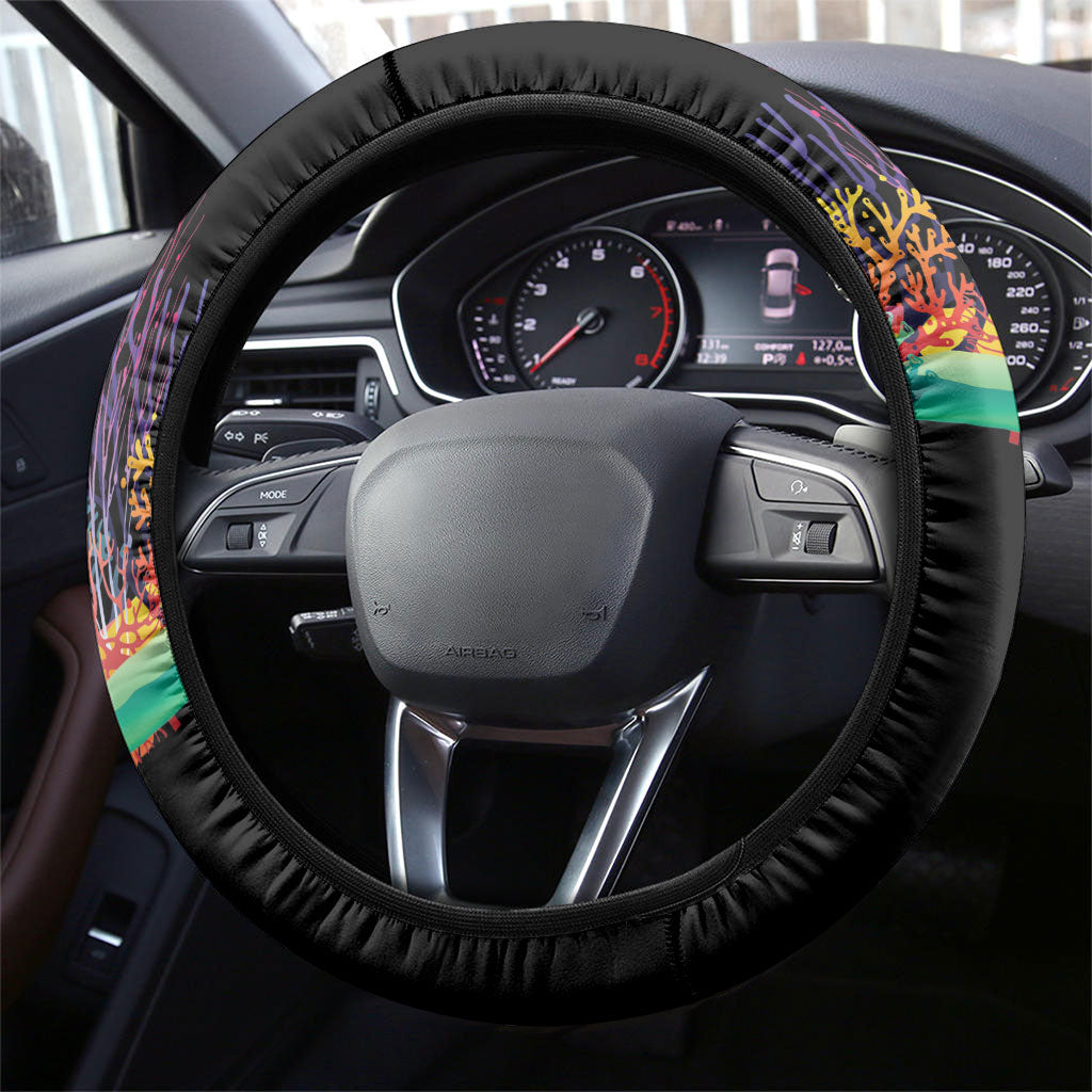 Palau Jellyfish Steering Wheel Cover Coral Reef with Polynesian Pattern LT03 - Polynesian Pride