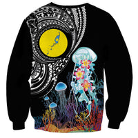 Palau Jellyfish Sweatshirt Coral Reef with Polynesian Pattern LT03 - Polynesian Pride