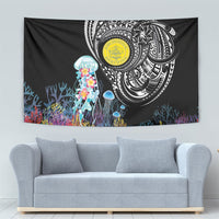 Palau Jellyfish Tapestry Coral Reef with Polynesian Pattern LT03 - Polynesian Pride