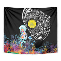 Palau Jellyfish Tapestry Coral Reef with Polynesian Pattern LT03 - Polynesian Pride