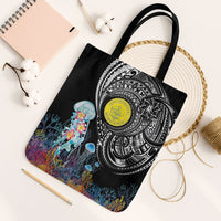 Palau Jellyfish Tote Bag Coral Reef with Polynesian Pattern LT03 Black Strap One Size Black - Polynesian Pride