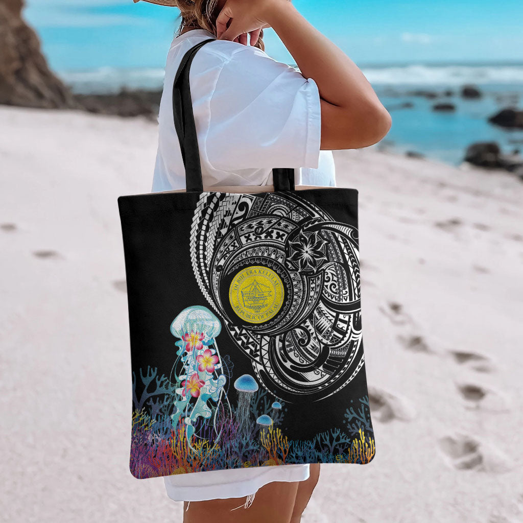 Palau Jellyfish Tote Bag Coral Reef with Polynesian Pattern LT03 - Polynesian Pride