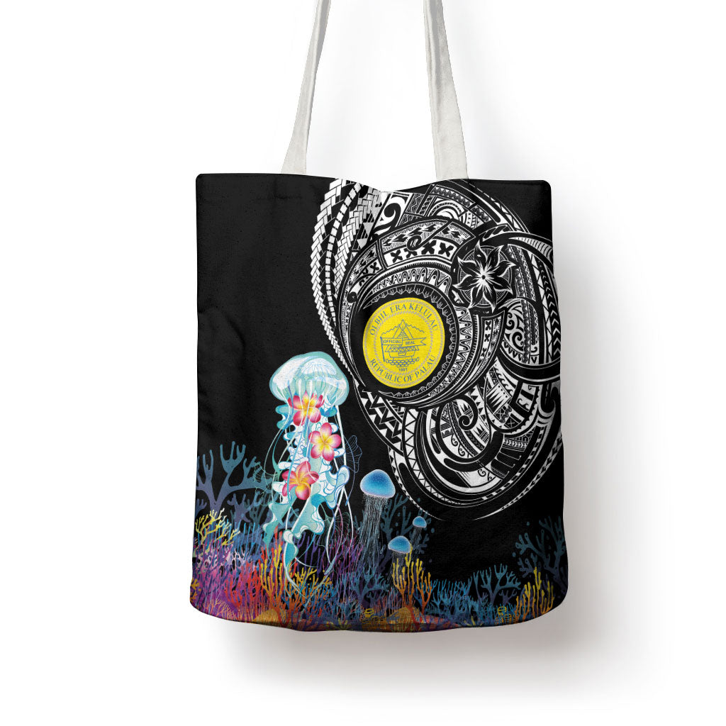Palau Jellyfish Tote Bag Coral Reef with Polynesian Pattern LT03 - Polynesian Pride