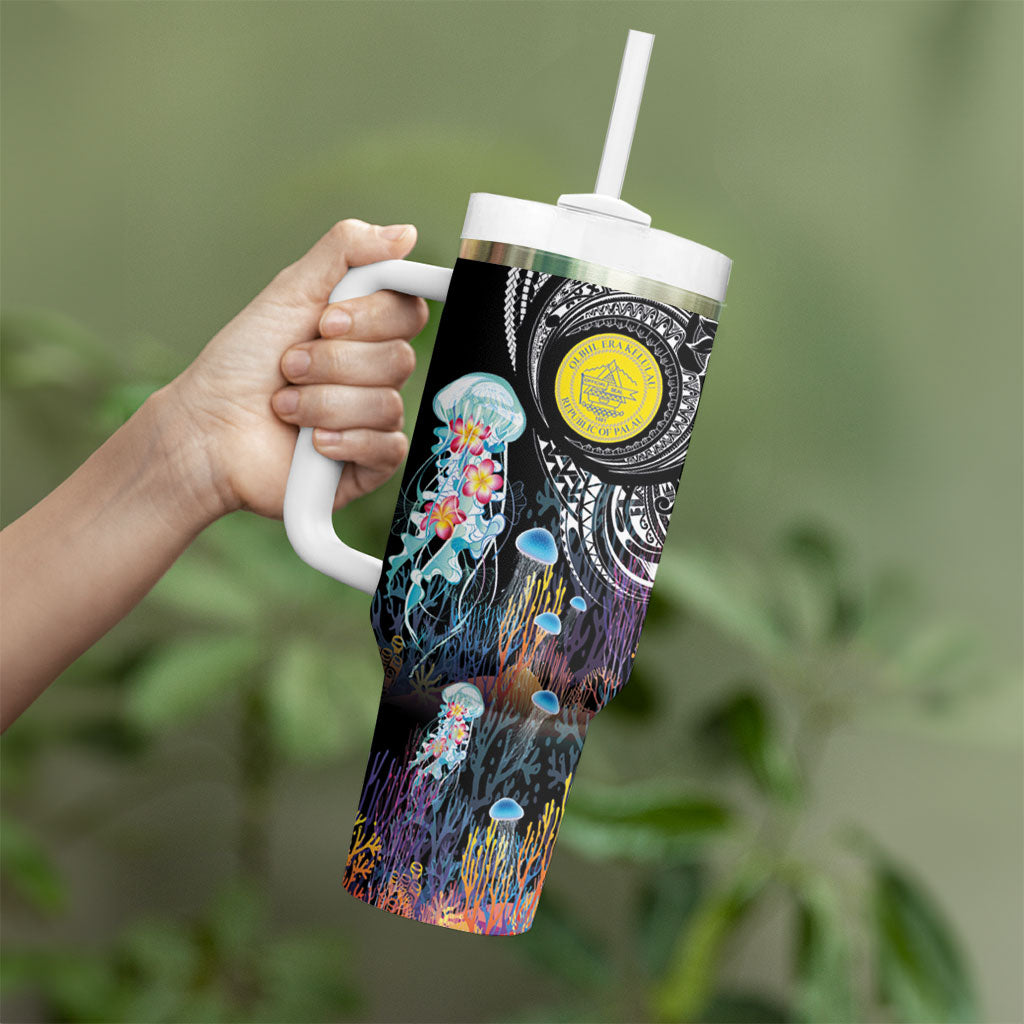Palau Jellyfish Tumbler With Handle Coral Reef with Polynesian Pattern LT03 - Polynesian Pride