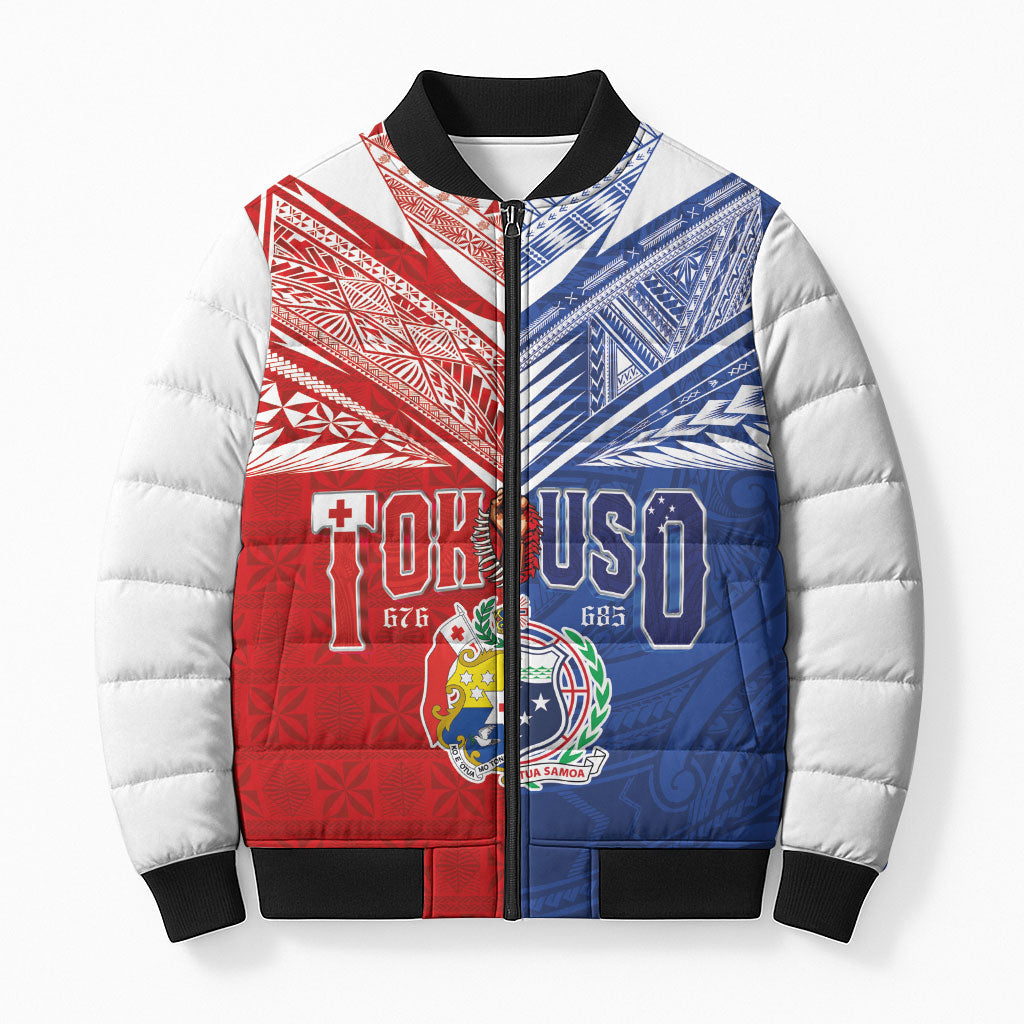 Personalised Tokouso Tonga Samoa Bomber Puffer Jacket Proud of Brotherhood LT03 Unisex Multicolor - Polynesian Pride
