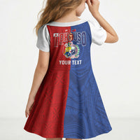 Personalised Tokouso Tonga Samoa Kid Short Sleeve Dress Proud of Brotherhood LT03 - Polynesian Pride