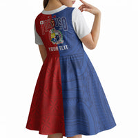 Personalised Tokouso Tonga Samoa Kid Short Sleeve Dress Proud of Brotherhood LT03 - Polynesian Pride