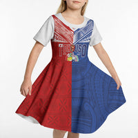 Personalised Tokouso Tonga Samoa Kid Short Sleeve Dress Proud of Brotherhood LT03 - Polynesian Pride