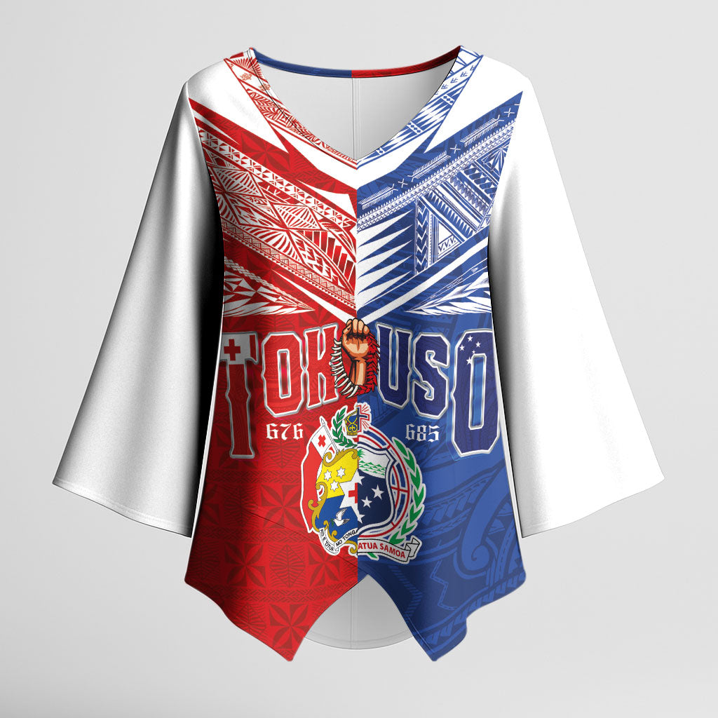 Personalised Tokouso Tonga Samoa Kimono Sleeve Blouse Proud of Brotherhood LT03 Female Multicolor - Polynesian Pride