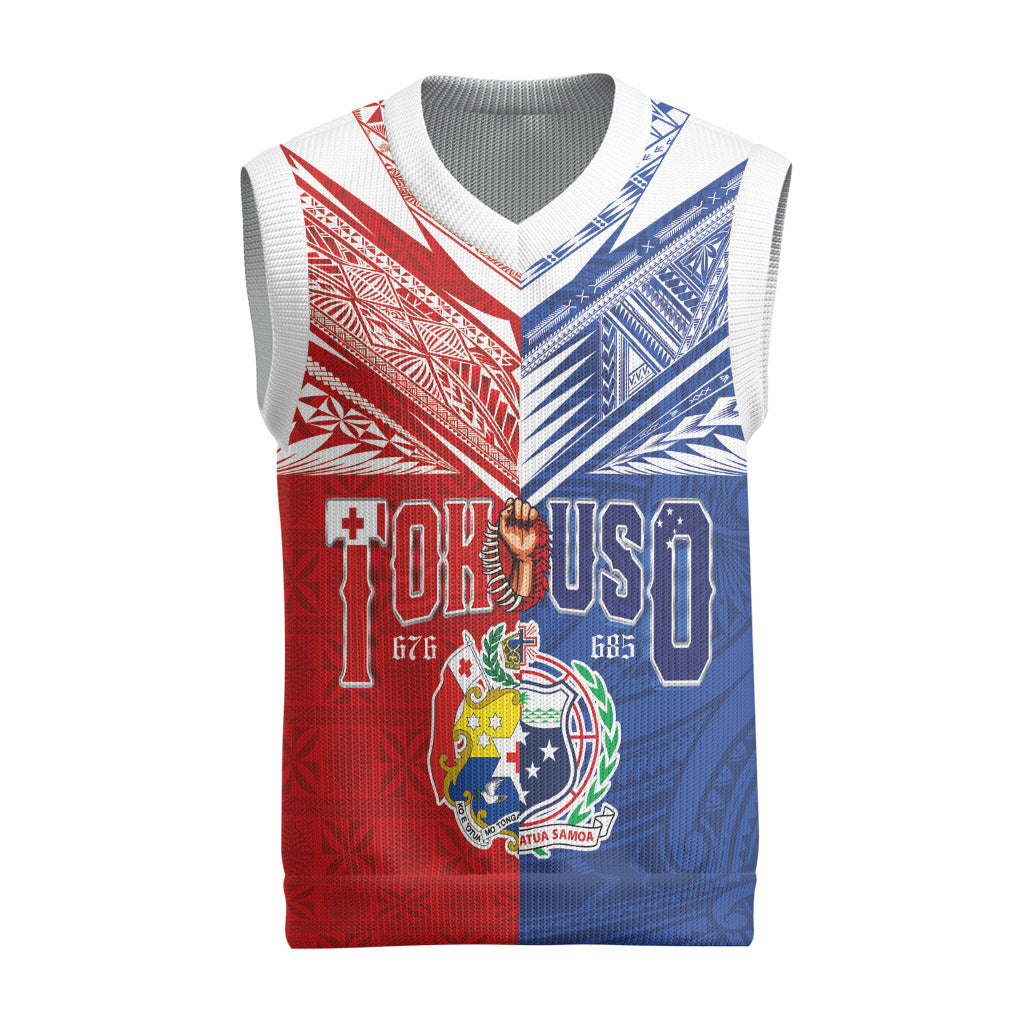 Personalised Tokouso Tonga Samoa Christmas Knitted V-Neck Vest Proud of Brotherhood LT03 Multicolor - Polynesian Pride