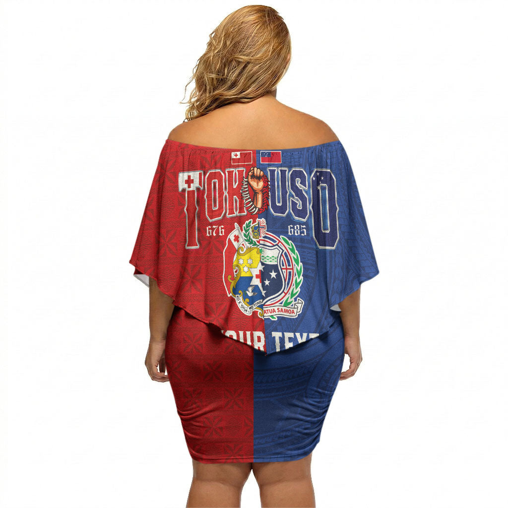 Personalised Tokouso Tonga Samoa Off Shoulder Short Dress Proud of Brotherhood LT03 - Polynesian Pride