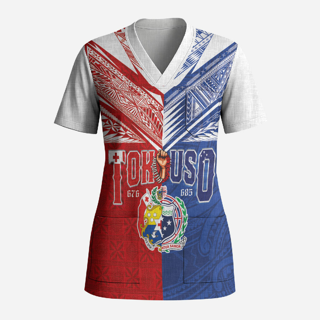 Personalised Tokouso Tonga Samoa Scrub Top Proud of Brotherhood LT03 Adult Multicolor - Polynesian Pride