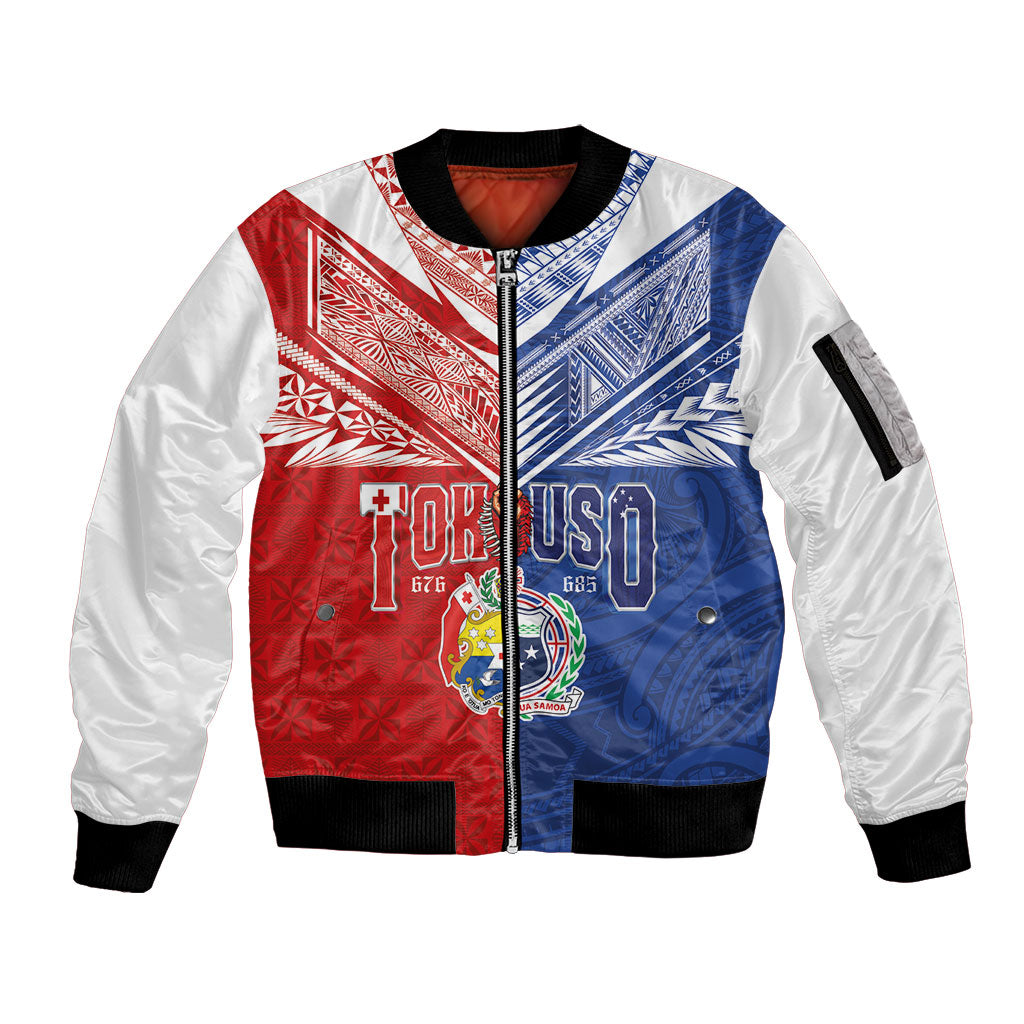 Personalised Tokouso Tonga Samoa Sleeve Zip Bomber Jacket Proud of Brotherhood LT03 Unisex Multicolor - Polynesian Pride