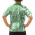 Hawaii Family Matching Off Shoulder Long Sleeve Dress and Hawaiian Shirt Aloha Tropical Plants Tribal Pattern Green Version LT03 - Polynesian Pride