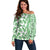 Hawaii Off Shoulder Sweater Aloha Tropical Plants Tribal Pattern Green Version LT03 Women Green - Polynesian Pride