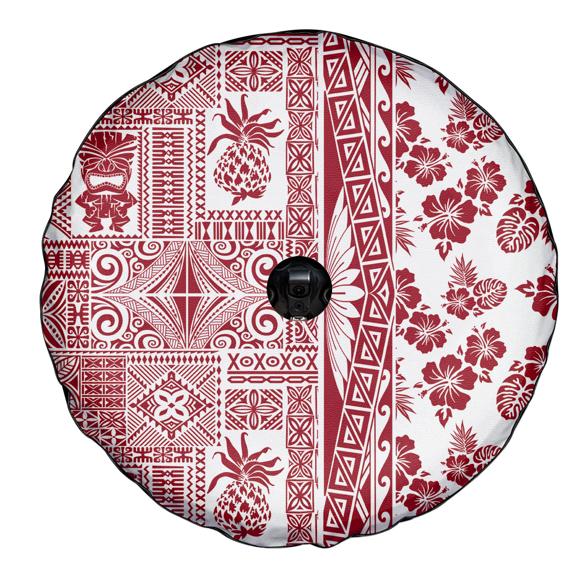 Hawaii Spare Tire Cover Aloha Tropical Plants Tribal Pattern Red Version LT03 - Polynesian Pride