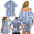 Hawaii Family Matching Off Shoulder Short Dress and Hawaiian Shirt Aloha Tropical Plants Tribal Pattern Blue Version LT03 - Polynesian Pride