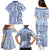 Hawaii Family Matching Puletasi Dress and Hawaiian Shirt Aloha Tropical Plants Tribal Pattern Blue Version LT03 - Polynesian Pride