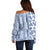 Hawaii Off Shoulder Sweater Aloha Tropical Plants Tribal Pattern Blue Version LT03 - Polynesian Pride