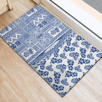 Hawaii Rubber Doormat Aloha Tropical Plants Tribal Pattern Blue Version LT03 - Polynesian Pride