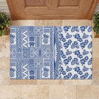 Hawaii Rubber Doormat Aloha Tropical Plants Tribal Pattern Blue Version LT03 - Polynesian Pride