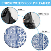Hawaii Spare Tire Cover Aloha Tropical Plants Tribal Pattern Blue Version LT03 - Polynesian Pride