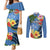 Kosrae Constitution Day Couples Matching Mermaid Dress and Long Sleeve Button Shirt Hibiscus Mix Maori Tattoo Pattern LT03 Blue - Polynesian Pride