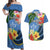 Kosrae Constitution Day Couples Matching Off Shoulder Maxi Dress and Hawaiian Shirt Hibiscus Mix Maori Tattoo Pattern LT03 Blue - Polynesian Pride