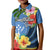 Kosrae Constitution Day Kid Polo Shirt Hibiscus Mix Maori Tattoo Pattern LT03 Kid Blue - Polynesian Pride