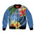 Kosrae Bomber Jacket Hibiscus Mix Maori Tattoo Pattern LT03 Unisex Blue - Polynesian Pride