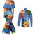 Kosrae Couples Matching Mermaid Dress and Long Sleeve Button Shirt Hibiscus Mix Maori Tattoo Pattern LT03 - Polynesian Pride