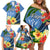 Kosrae Family Matching Off Shoulder Short Dress and Hawaiian Shirt Hibiscus Mix Maori Tattoo Pattern LT03 - Polynesian Pride