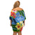 Kosrae Family Matching Off Shoulder Short Dress and Hawaiian Shirt Hibiscus Mix Maori Tattoo Pattern LT03 - Polynesian Pride