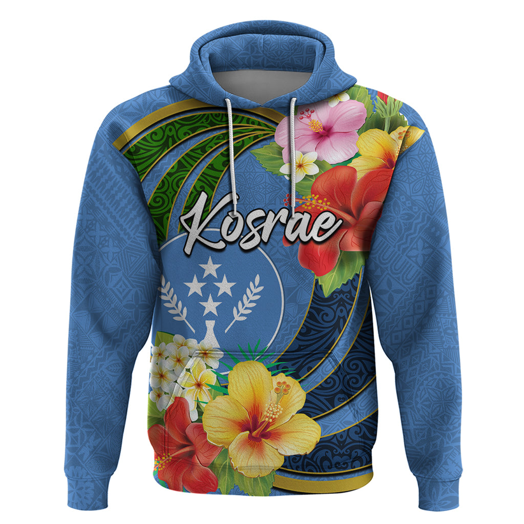 Kosrae Hoodie Hibiscus Mix Maori Tattoo Pattern LT03 Pullover Hoodie Blue - Polynesian Pride