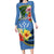 Kosrae Long Sleeve Bodycon Dress Hibiscus Mix Maori Tattoo Pattern LT03 Long Dress Blue - Polynesian Pride