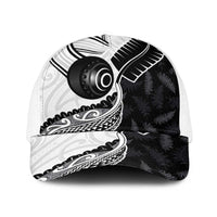 Aotearoa Lawn Bowls Baseball Net Cap Maori and Silver Fern Half Style LT03 One Size White White - Polynesian Pride