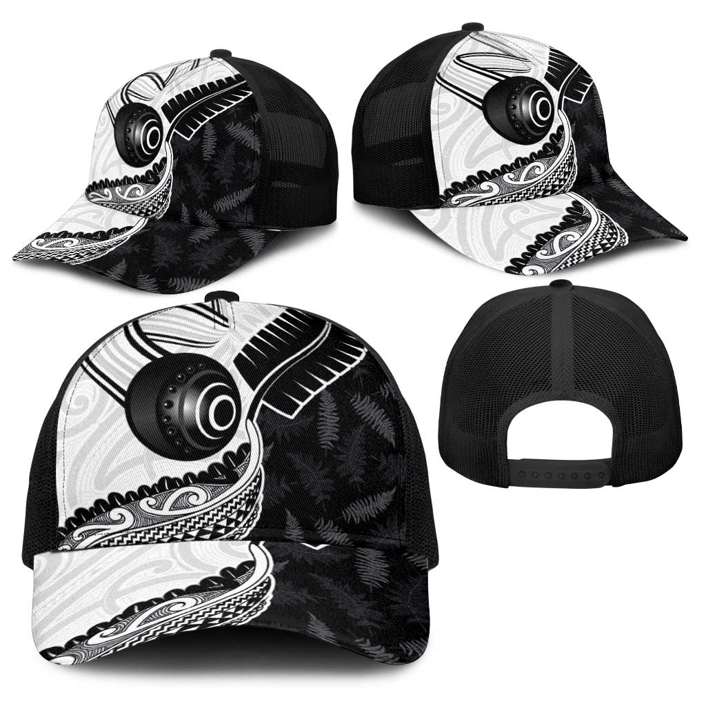 Aotearoa Lawn Bowls Baseball Net Cap Maori and Silver Fern Half Style LT03 - Polynesian Pride