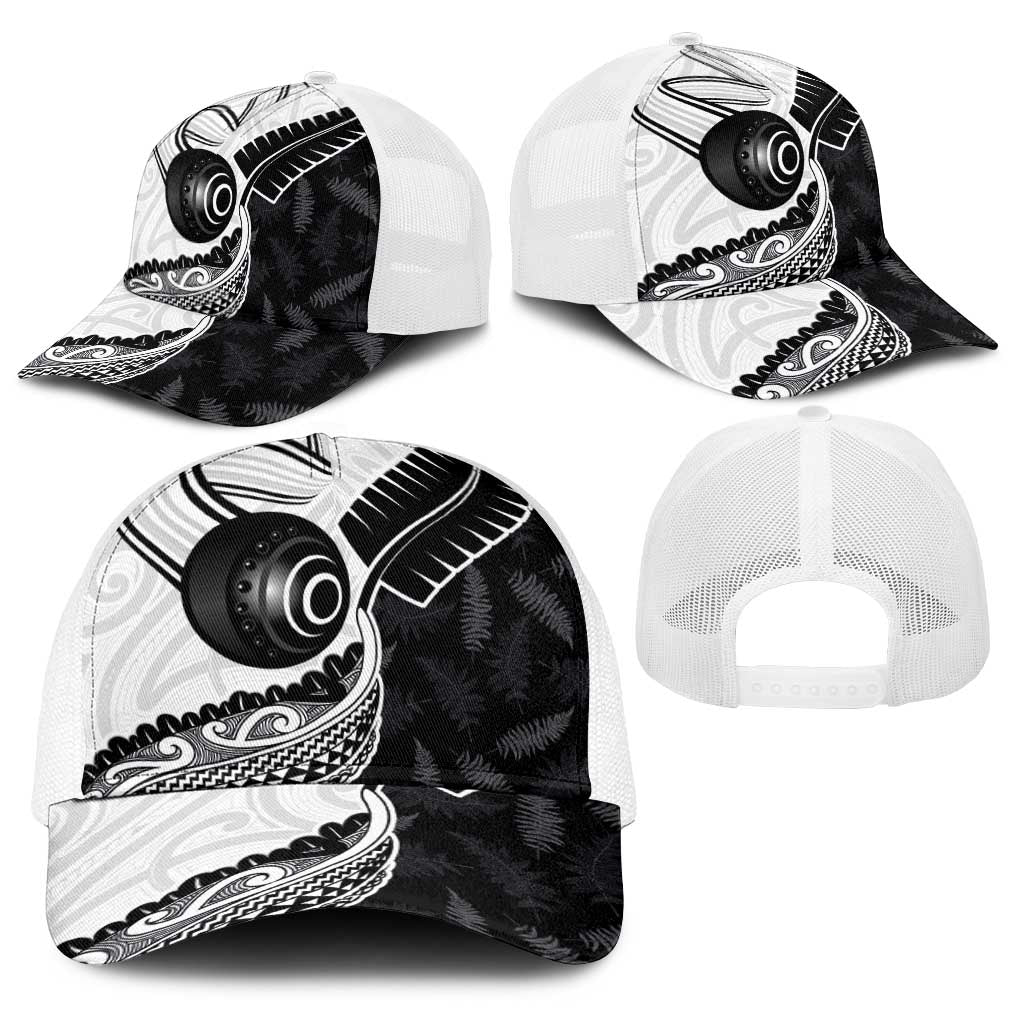 Aotearoa Lawn Bowls Baseball Net Cap Maori and Silver Fern Half Style LT03 - Polynesian Pride