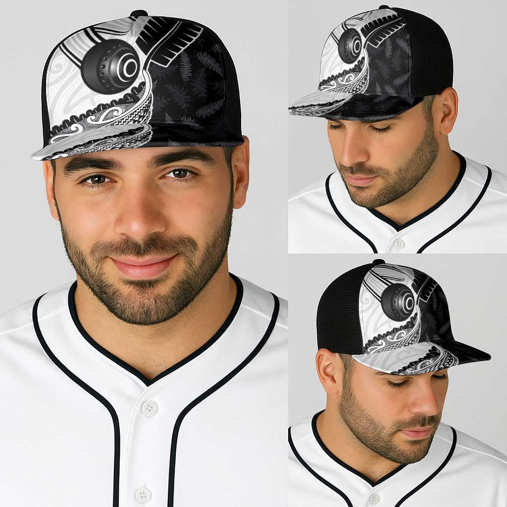 Aotearoa Lawn Bowls Baseball Net Cap Maori and Silver Fern Half Style LT03 - Polynesian Pride