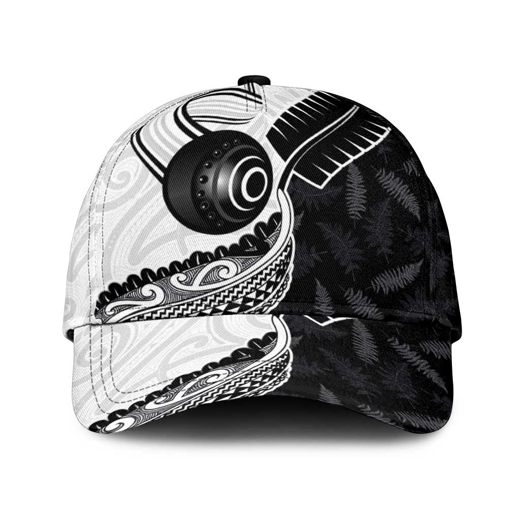 Aotearoa Lawn Bowls Classic Cap Maori and Silver Fern Half Style LT03 Universal Fit White - Polynesian Pride