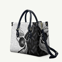 Personalised Aotearoa Lawn Bowls Leather Bag Maori and Silver Fern Half Style LT03 White - Polynesian Pride