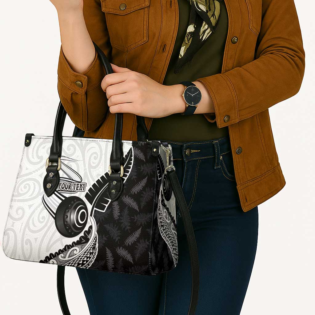 Personalised Aotearoa Lawn Bowls Leather Bag Maori and Silver Fern Half Style LT03 - Polynesian Pride