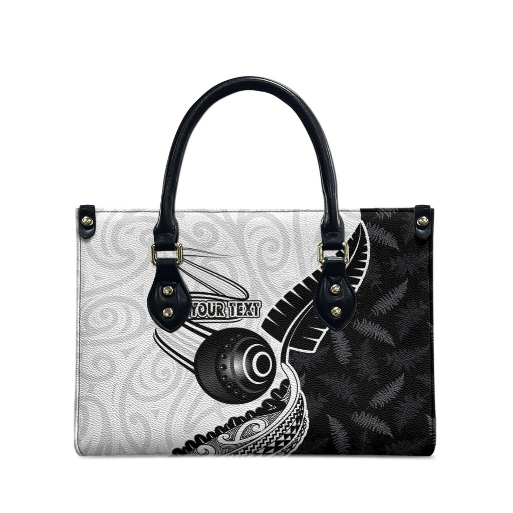Personalised Aotearoa Lawn Bowls Leather Bag Maori and Silver Fern Half Style LT03 - Polynesian Pride